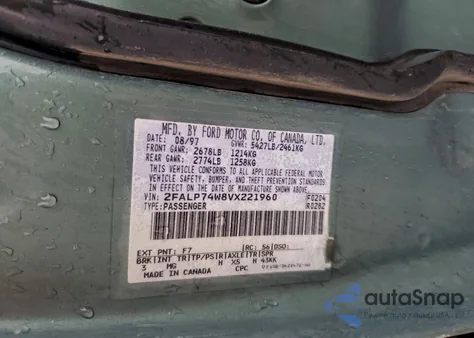 1997 Ford Crown Victoria Lx from USA, damaged, VIN 2FALP74W8VX221960